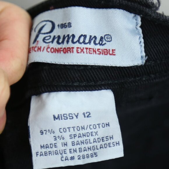 Vintage Penman's High Rise Black Denim Jeans Missy Size 12 - Picture 3 of 6